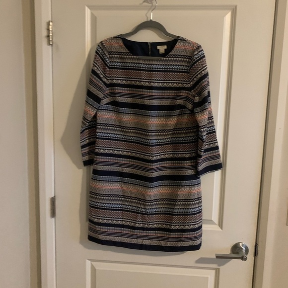 J Crew Graphic Striped Shift Dress 4 Daytime Everyday Casual Bold Party - Picture 1 of 9